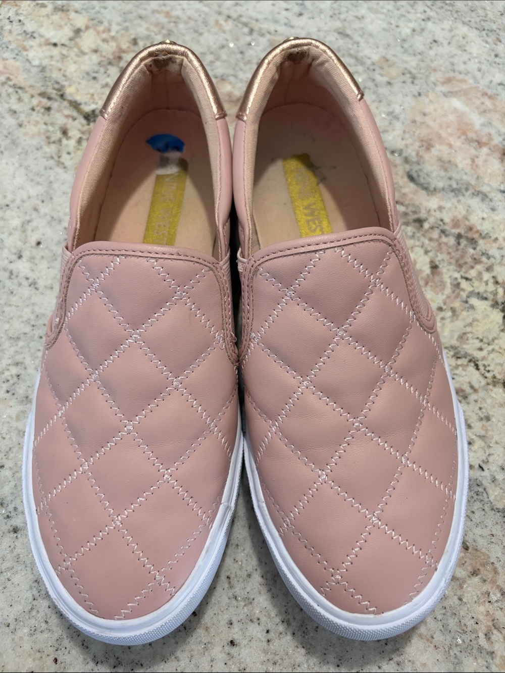 Nine West Quilted Slip-On Mules - Light Pink with White Sole